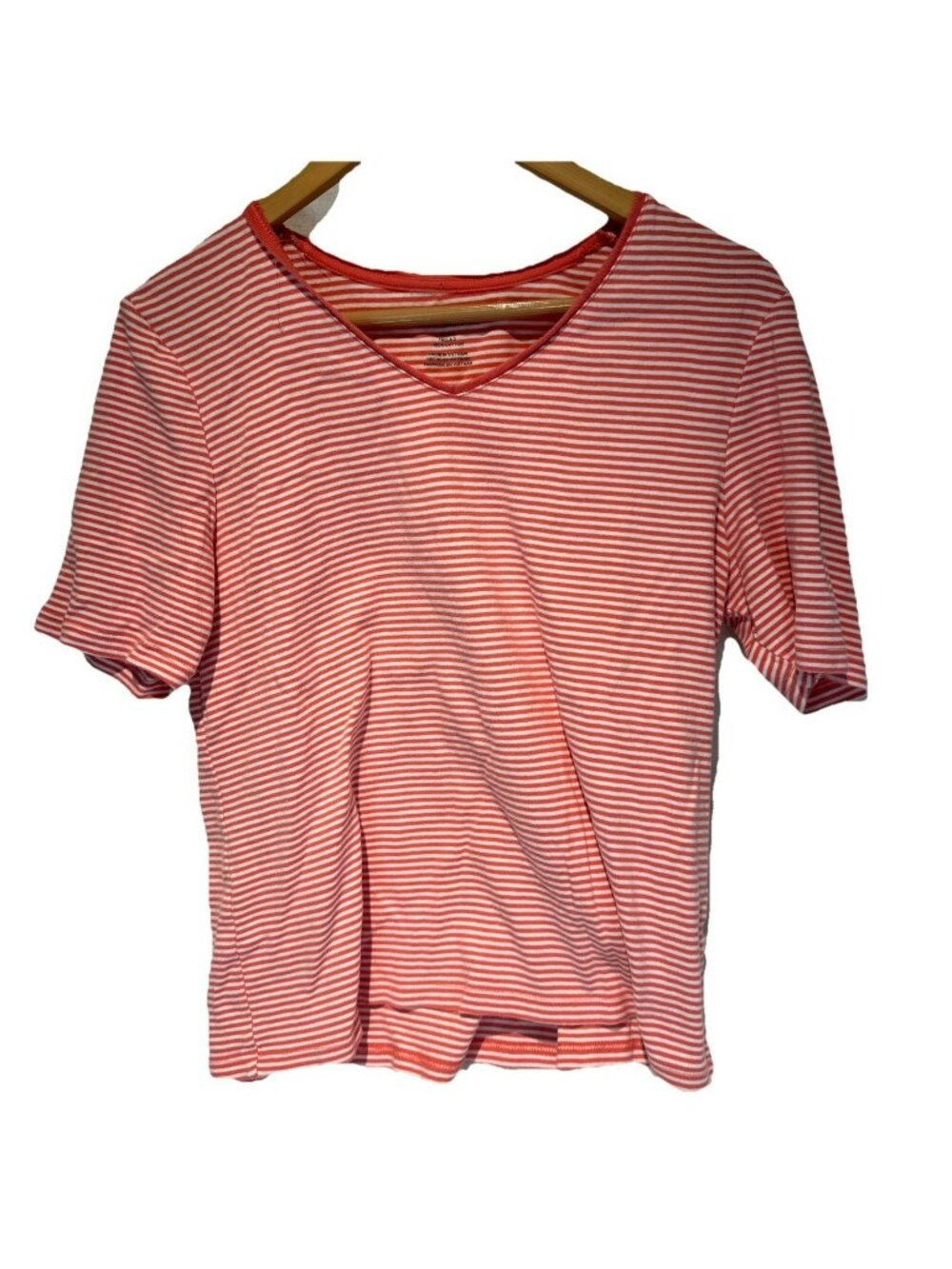 Chicos The Ultimate Tee Women's Top Blouse Shirt 2 Medium Striped Pink Spring